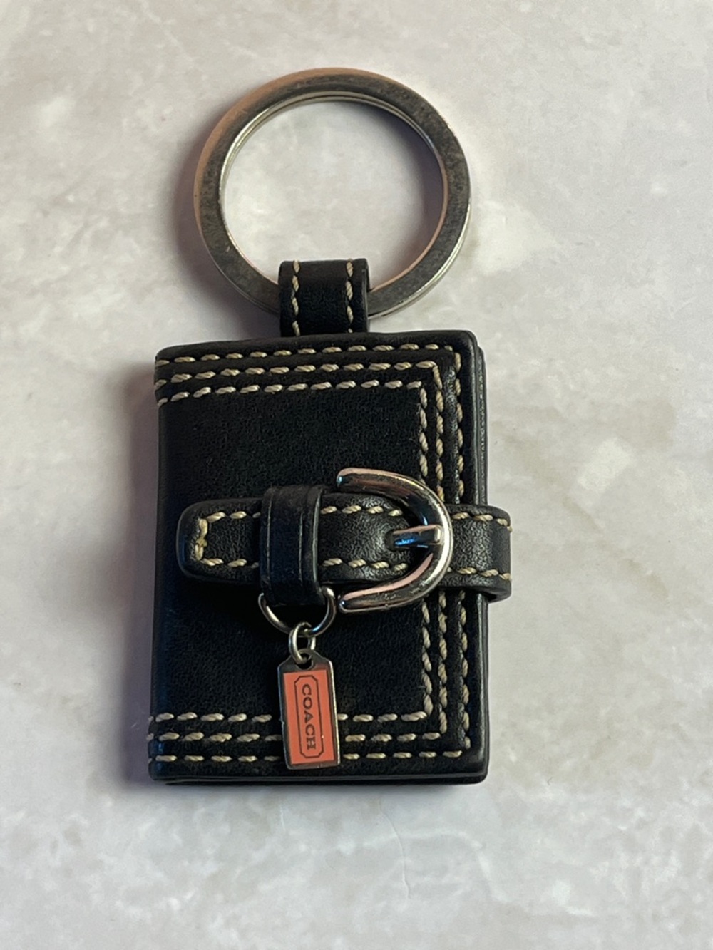 Vintage Coach Photobook Frame MINI Picture Holder Keychain BLACK with Pink Tag